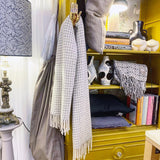 Wolldecke / Plaid aus Merinowolle Burel Factory 'Azulejo Mini' hellgrau 130x180