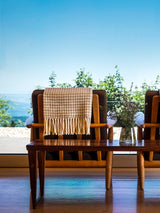 Wolldecke / Plaid aus Merinowolle Burel Factory 'Azulejo Mini' hellgrau 130x180