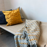 Wollplaid aus Wolle Vintage ocker 130x180