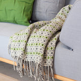 Wolldecke / Plaid aus Merinowolle Burel Factory 'Vintage' grün-hellgrau 130x180