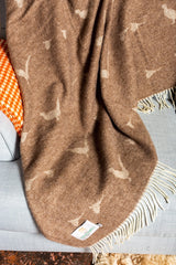Wolldecke / Plaid aus Wolle Tweedmill 'Animal Jacquard Pheasant' brown 130x180