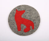 Tassenuntersetzer aus Wolle Tumar 'Rhythm of life' rot-grau 4er Set