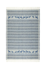 Wolldecke / Plaid aus Merinowolle Öjbro 'Dalarna' blau 130x220