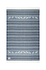 Wolldecke / Plaid aus Merinowolle Öjbro 'Dalarna' blau 130x220