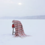 Wolldecke / Plaid aus Merinowolle Öjbro 'Dalarna' rot 130x220