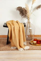 Wolldecke / Plaid aus Wolle Arctic 'Saga' honey 130x200