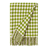 Wolldecke / Plaid aus Wolle Burel 'Azulejo' blattgrün 130x180