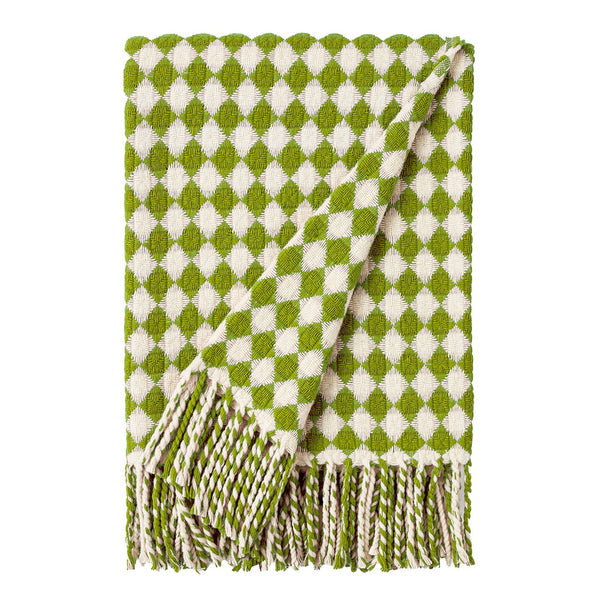 Wolldecke / Plaid aus Wolle Burel 'Azulejo' blattgrün 130x180