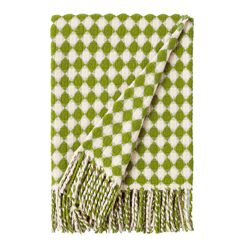Wolldecke / Plaid aus Wolle Burel 'Azulejo' blattgrün 130x180