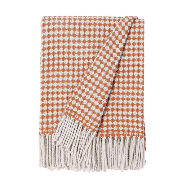 Wolldecke / Plaid aus Wolle Burel 'Azulejo Mini' terracota 130x180