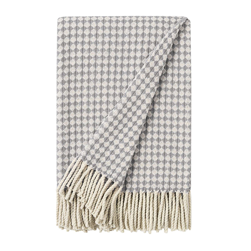 Wolldecke / Plaid aus Wolle Burel 'Azulejo Mini' grau 130x180