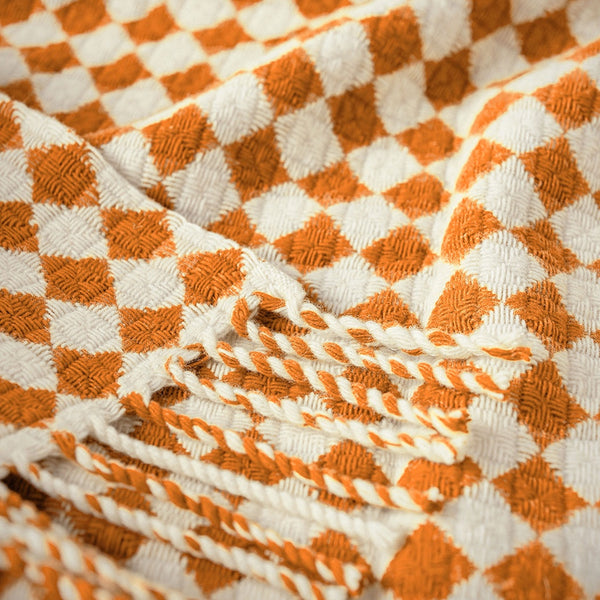 Wolldecke / Plaid aus Merinowolle Burel Factory 'Azulejo' orange 130x180