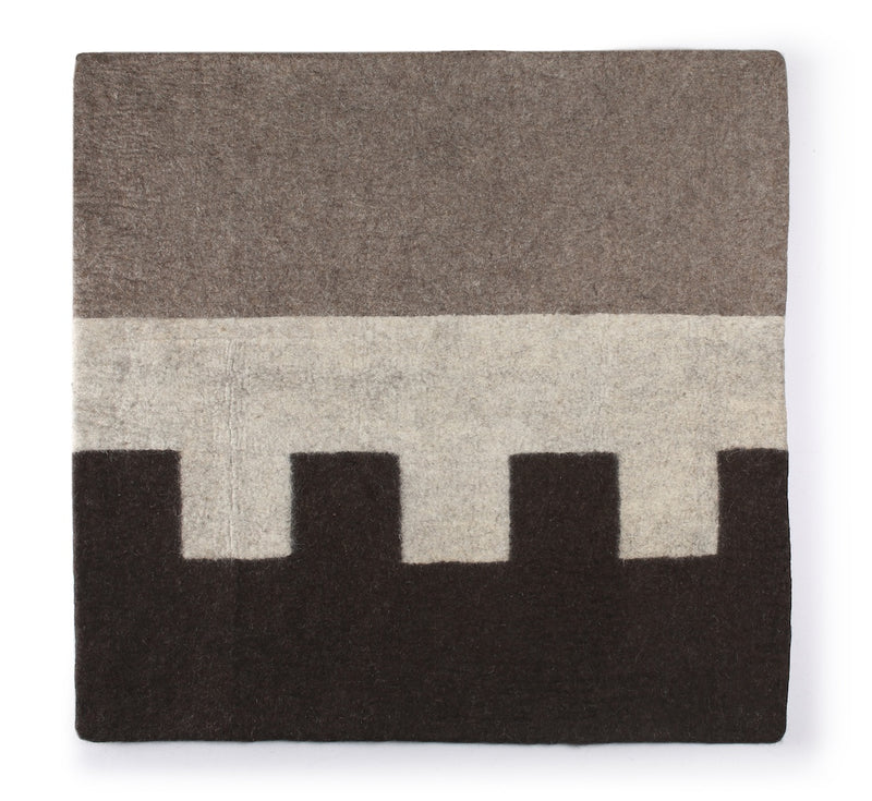 Wollteppich / Teppichläufer aus Wolle 'Daydream' grau-dunkelgrau 80x80