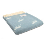 Wolldecke / Plaid aus Wolle 'Animal Jacquard Vizsla' hellblau 130x180