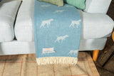 Wolldecke / Plaid aus Wolle Tweedmill 'Animal Jacquard Vizsla' light blue 130x180