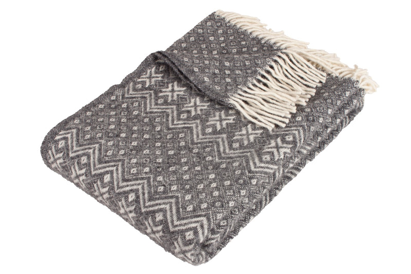 Wollplaid Arctic Nordic grau