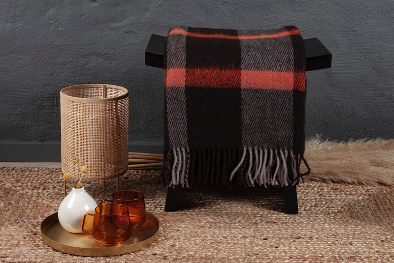 Wolldecke / Plaid aus Wolle Arctic 'Check' brown 130x200