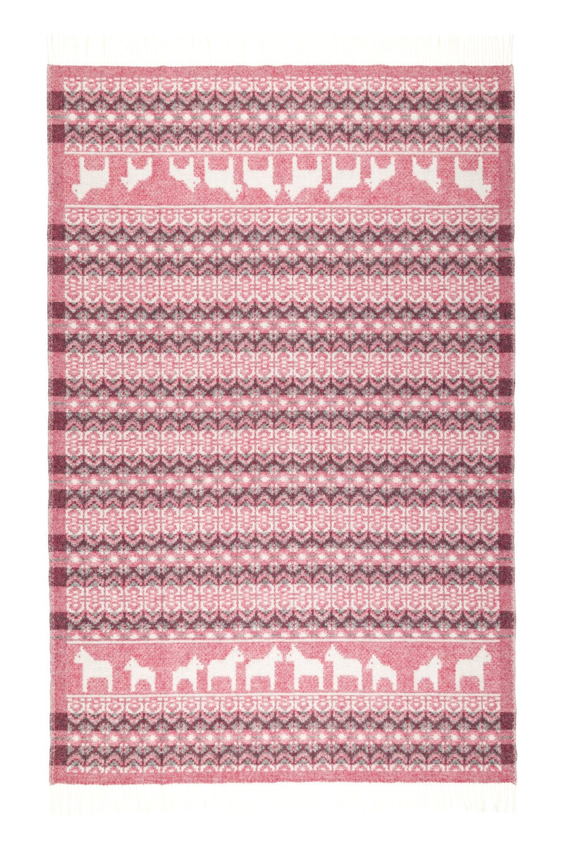 Wolldecke / Plaid aus Merinowolle Öjbro 'Dalarna' rot 130x220