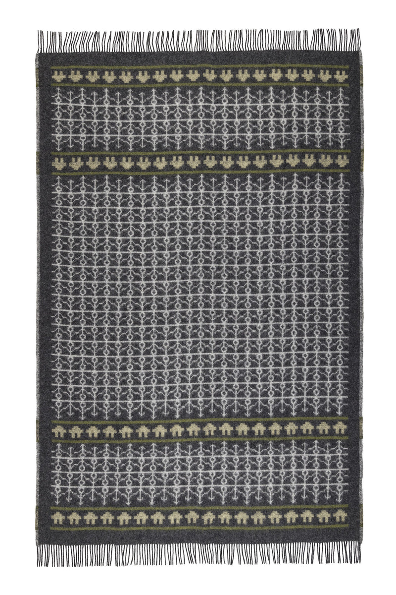 Wolldecke / Plaid aus Merinowolle Öjbro 'Ekshärad' grau 130x220
