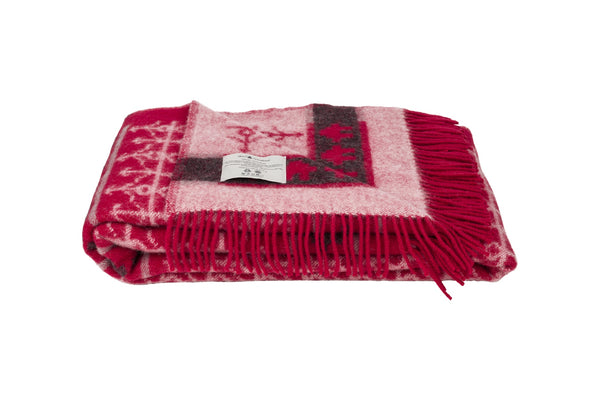 Wolldecke / Plaid aus Wolle 'Ekshärad' rot 130x220
