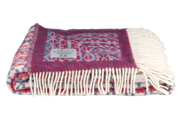 Wolldecke / Plaid aus Wolle 'Lycksele' lila 130x220