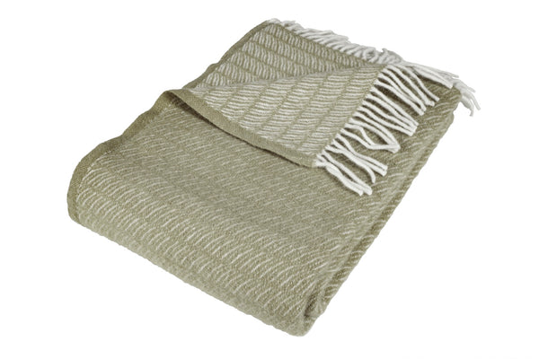 Wolldecke / Plaid aus Wolle 'Saga' olive 130x200