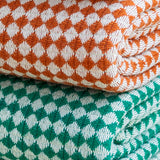 Wolldecke / Plaid aus Merinowolle Burel Factory 'Azulejo Mini' grün 130x180