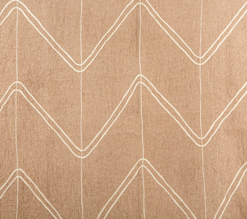 Handgefertigte Wolldecke / Große Tagesdecke aus Wolle Tumar 'Aigul' Natur hellbraun 225x240