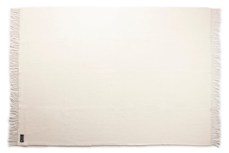 Wolldecke / Plaid aus Wolle Arctic 'Solid' creme 130x200
