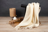 Wolldecke / Plaid aus Wolle Arctic 'Solid' creme 130x200