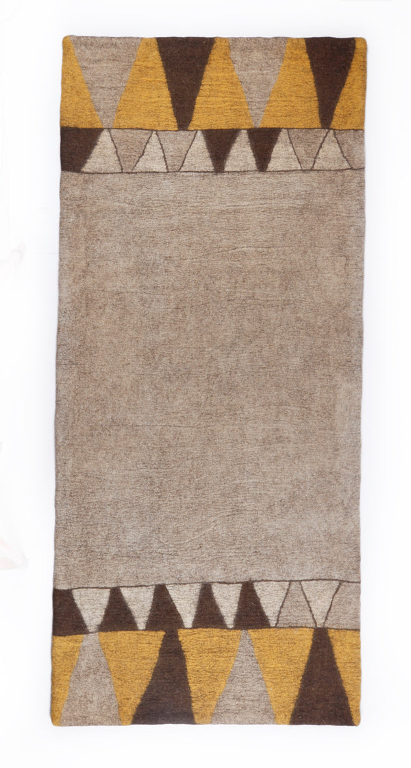 Wollteppich / Teppichläufer aus Wolle 'Aigul' Geo grau 180x80